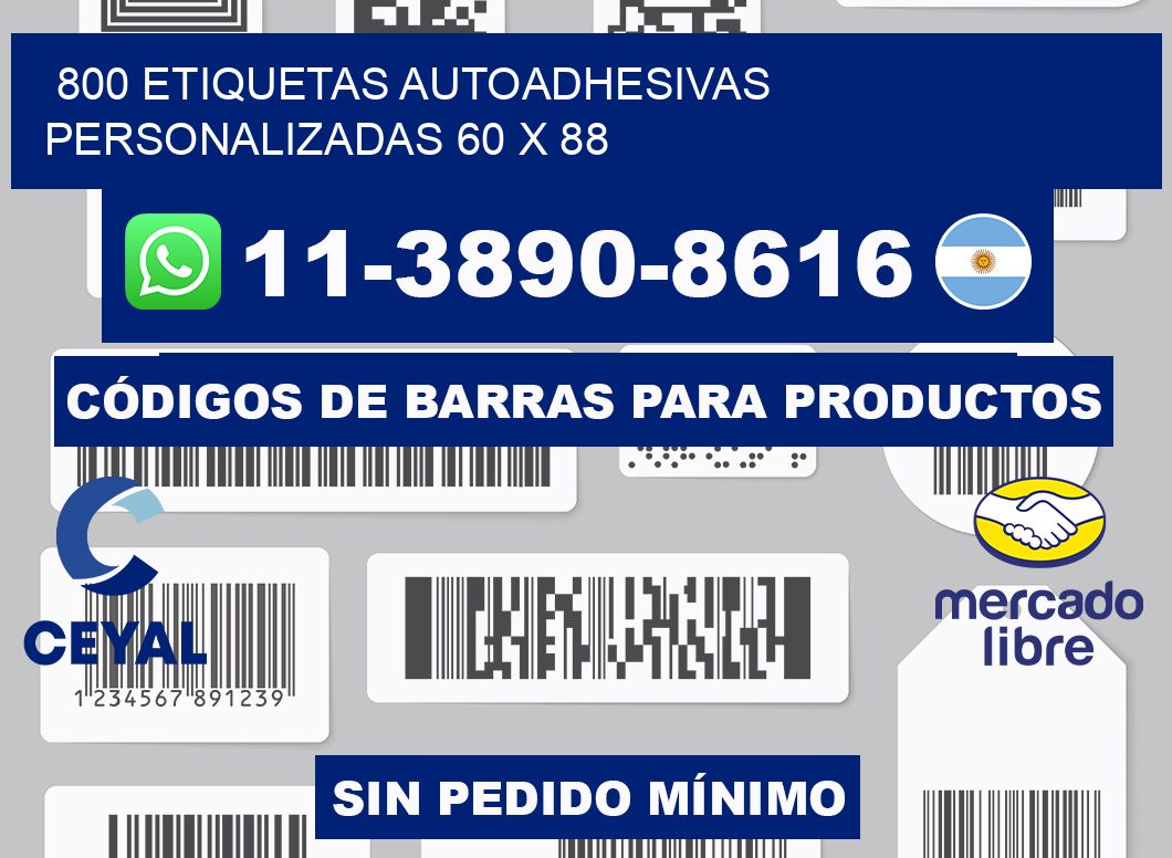 800 Etiquetas autoadhesivas personalizadas 60 x 88