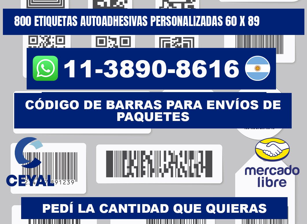 800 Etiquetas autoadhesivas personalizadas 60 x 89