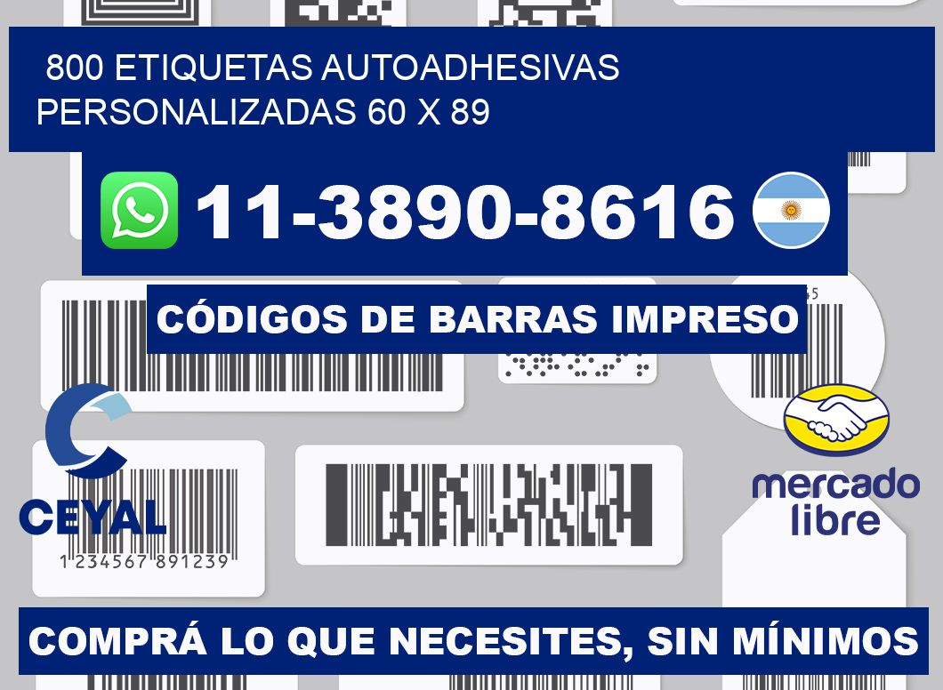 800 Etiquetas autoadhesivas personalizadas 60 x 89