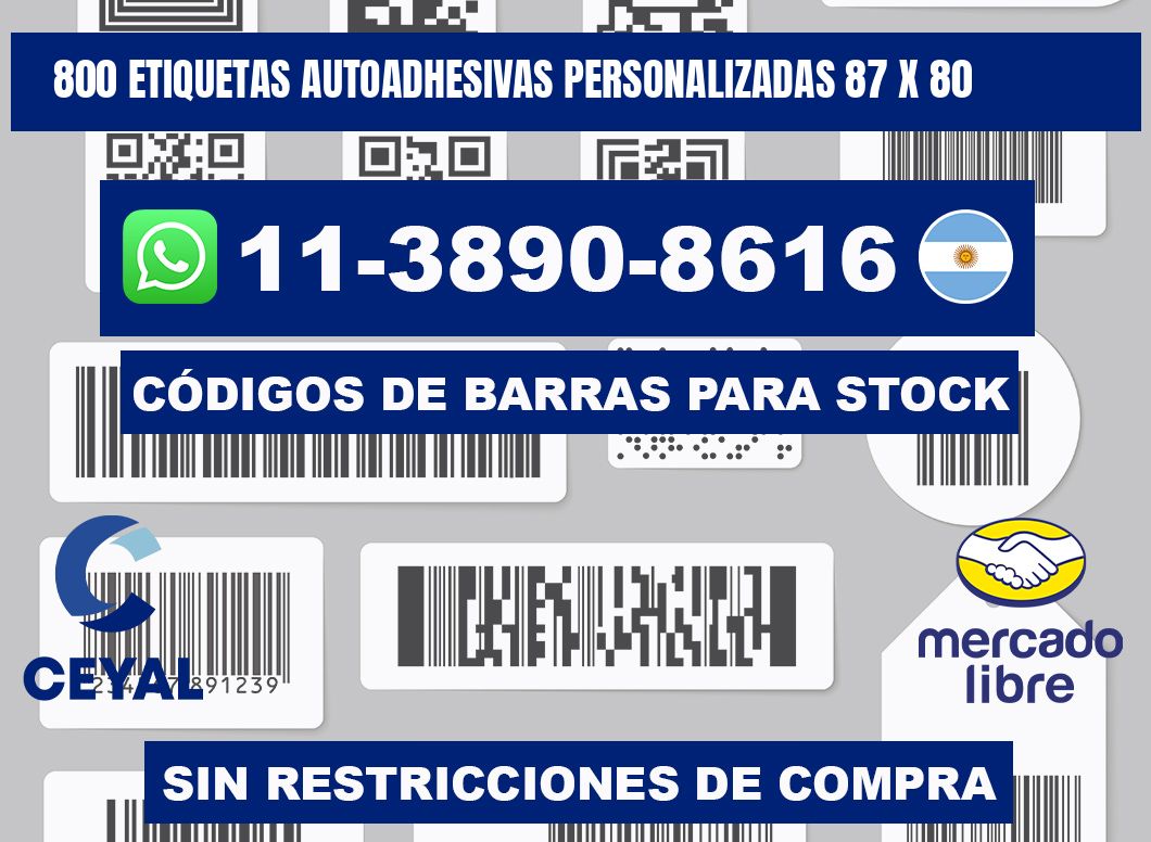 800 Etiquetas autoadhesivas personalizadas 87 x 80