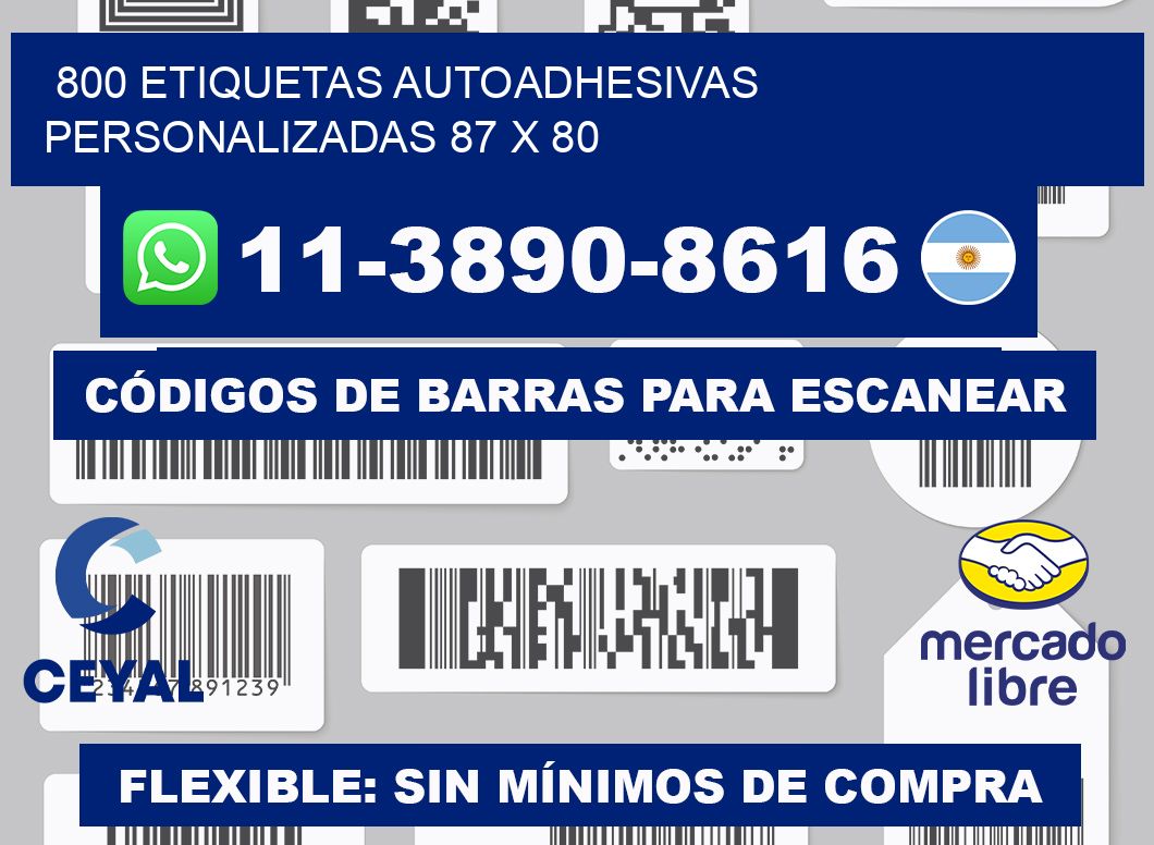 800 Etiquetas autoadhesivas personalizadas 87 x 80