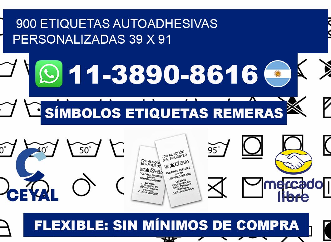 900 Etiquetas autoadhesivas personalizadas 39 x 91
