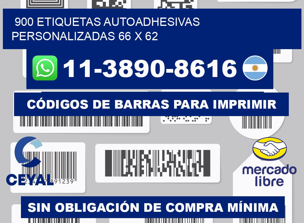 900 Etiquetas autoadhesivas personalizadas 66 x 62