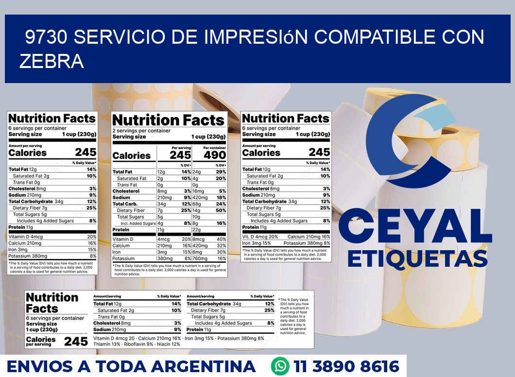 9730 Servicio de impresión compatible con Zebra