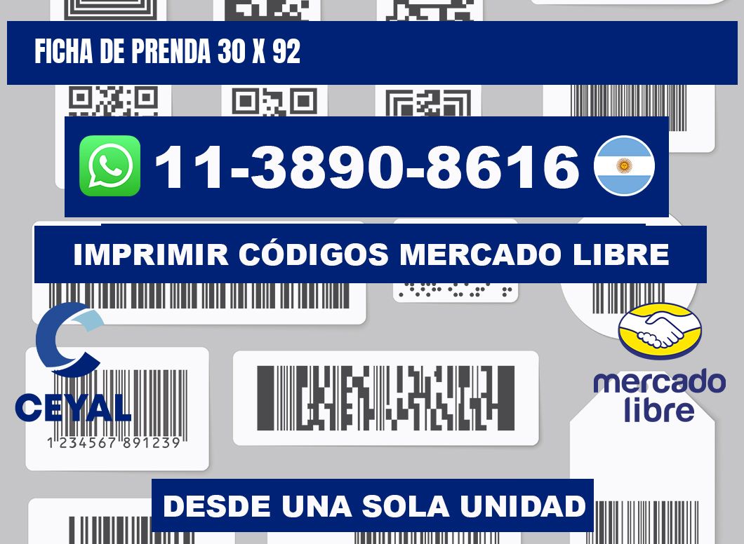 Ficha de prenda 30 x 92