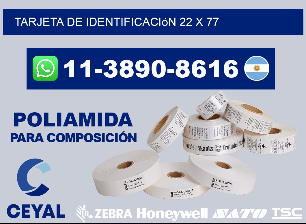 Tarjeta de identificación 22 x 77