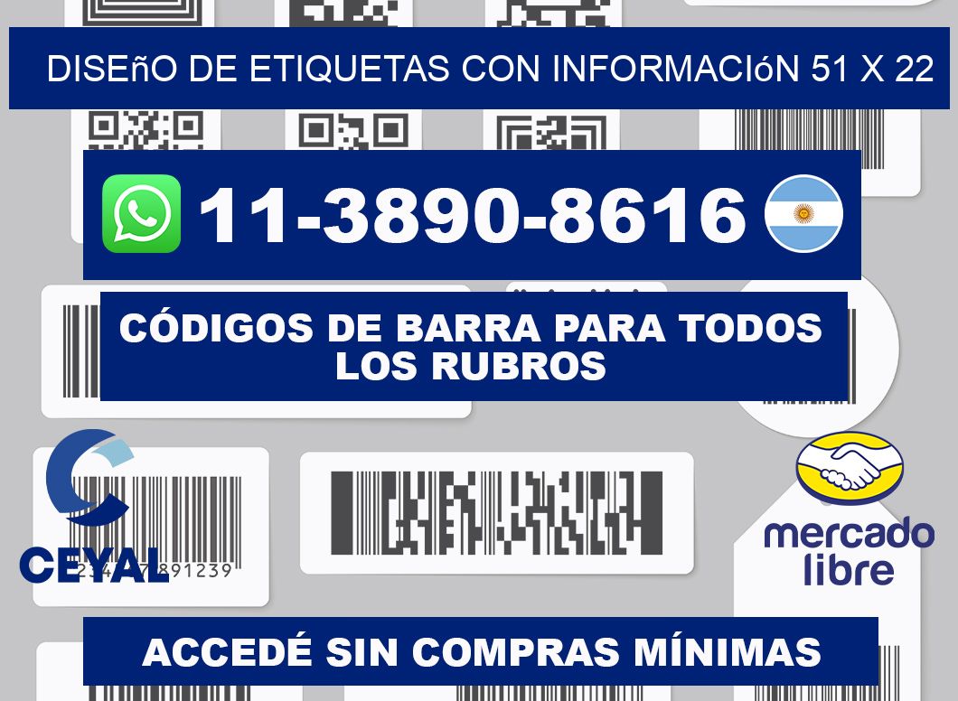 diseño de etiquetas con información 51 x 22