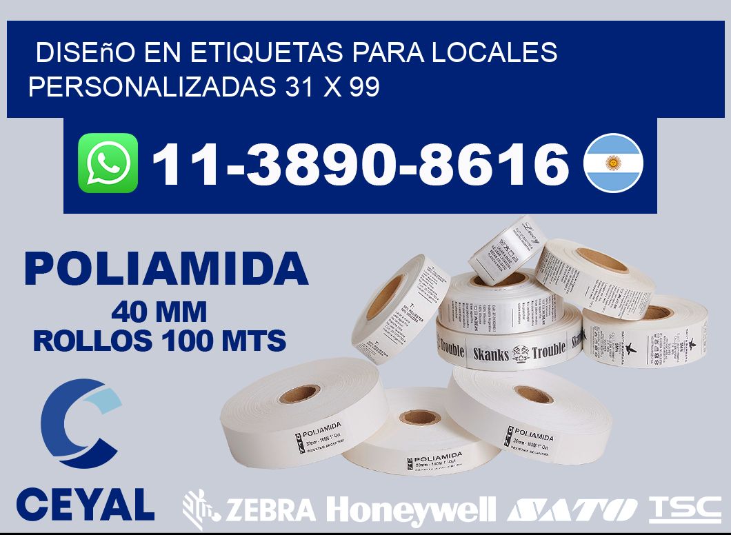 diseño en etiquetas para locales personalizadas 31 x 99