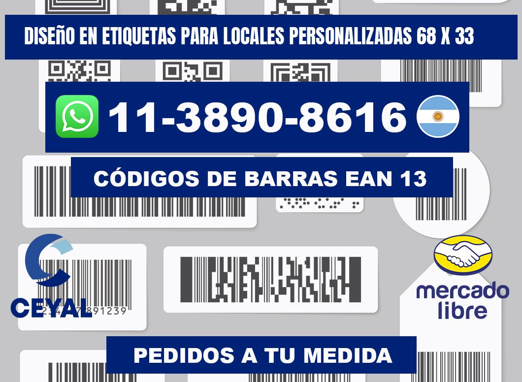 diseño en etiquetas para locales personalizadas 68 x 33
