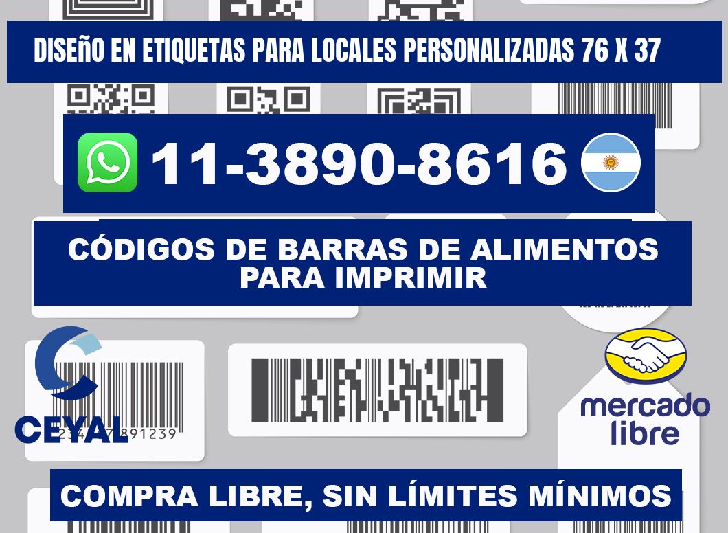 diseño en etiquetas para locales personalizadas 76 x 37