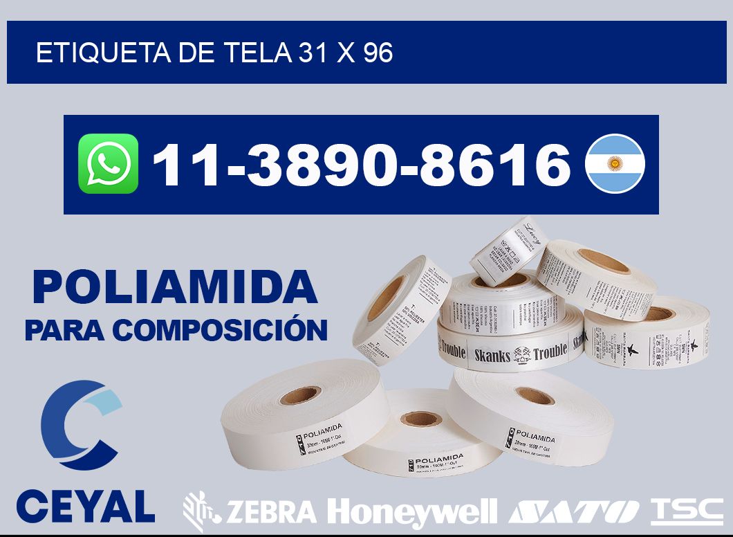 etiqueta de tela 31 x 96