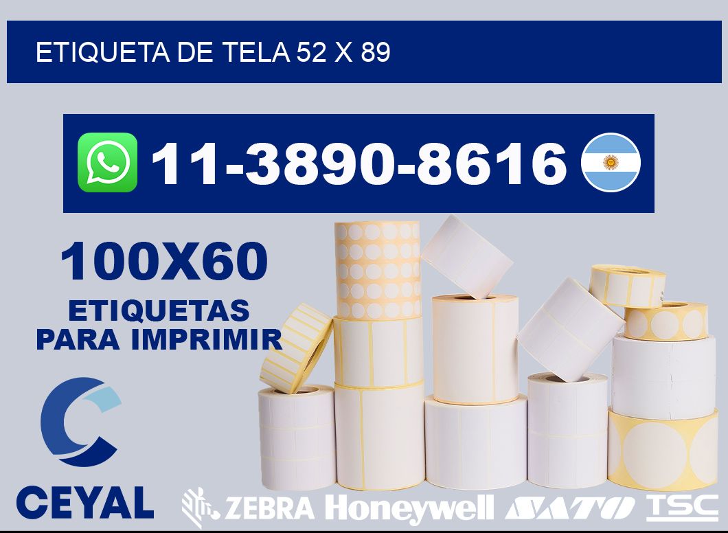 etiqueta de tela 52 x 89