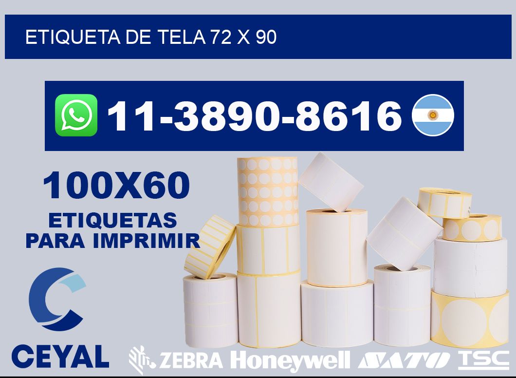 etiqueta de tela 72 x 90