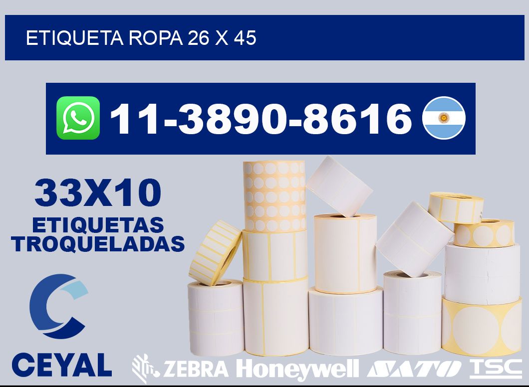 etiqueta ropa 26 x 45