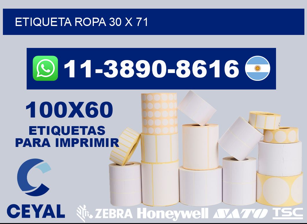 etiqueta ropa 30 x 71
