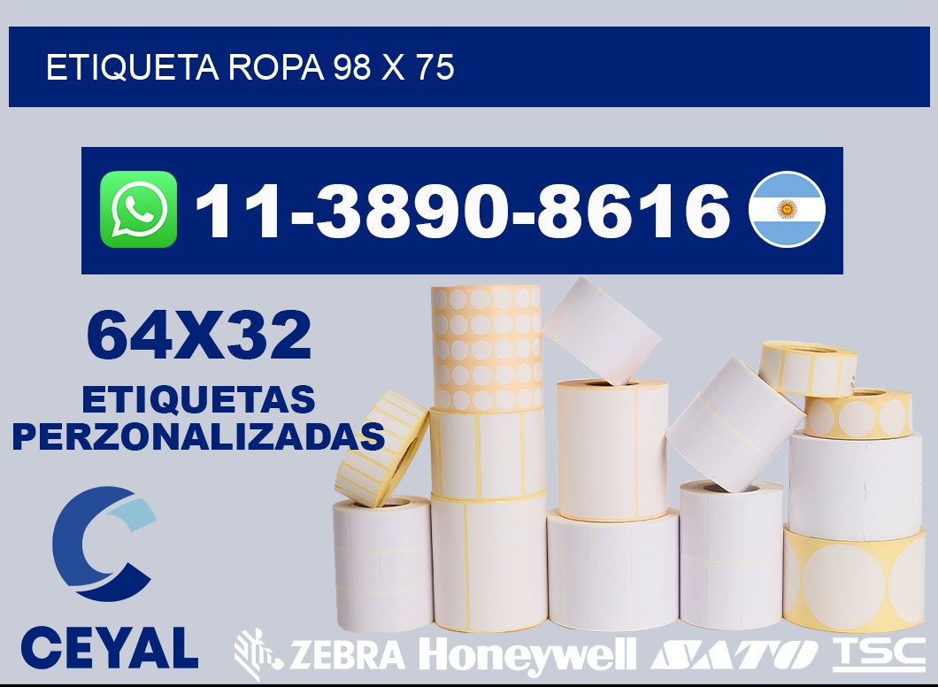 etiqueta ropa 98 x 75