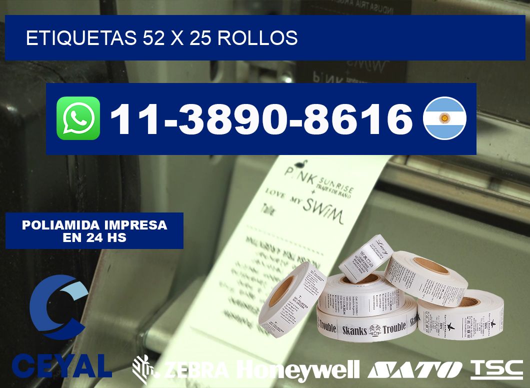etiquetas 52 x 25 rollos