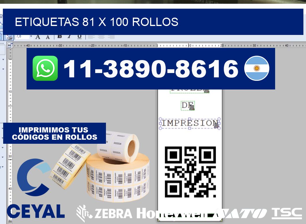 etiquetas 81 x 100 rollos