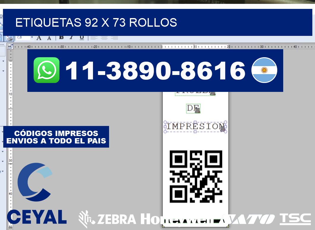 etiquetas 92 x 73 rollos