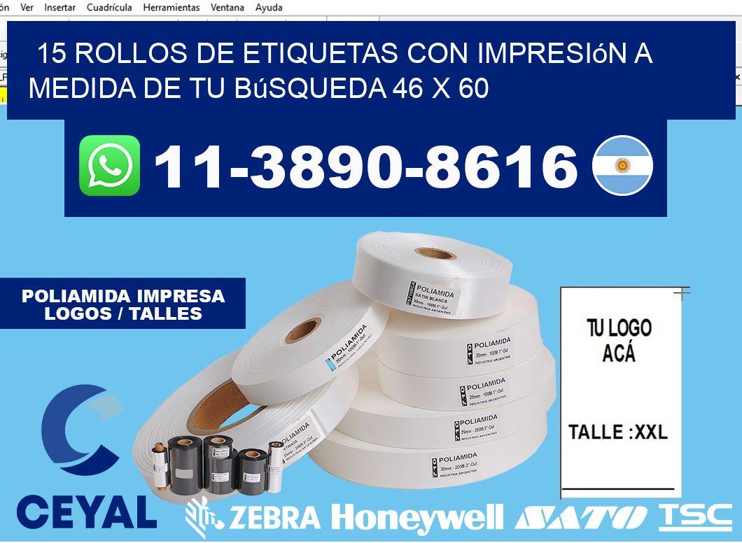 15 rollos de etiquetas con impresión a medida de tu búsqueda 46 x 60