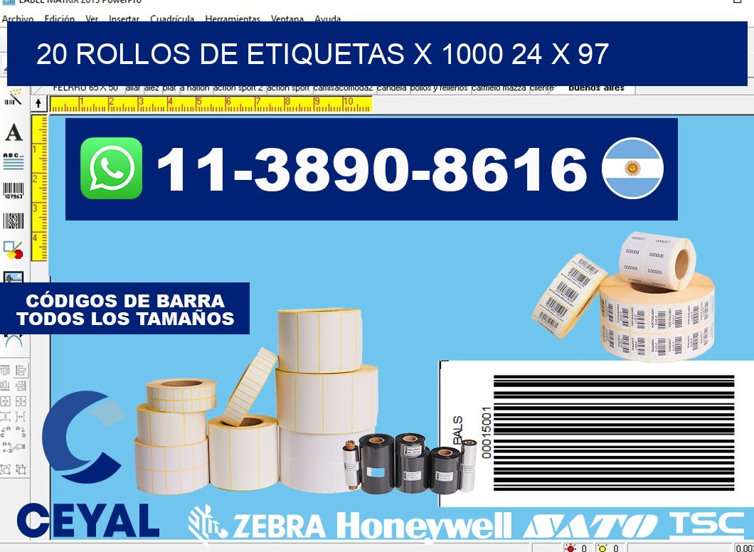 20 rollos de etiquetas x 1000 24 x 97
