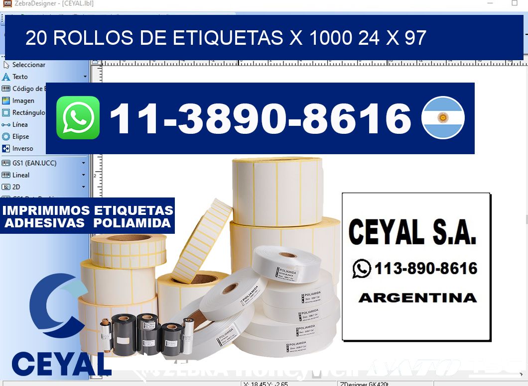 20 rollos de etiquetas x 1000 24 x 97