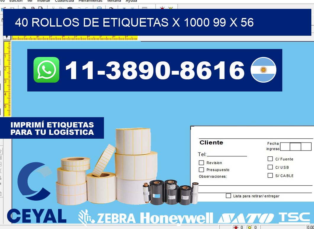 40 rollos de etiquetas x 1000 99 x 56
