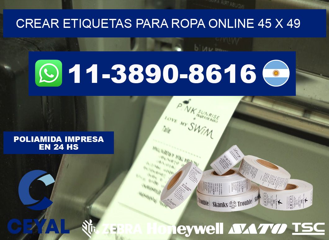 Crear etiquetas para ropa online 45 x 49