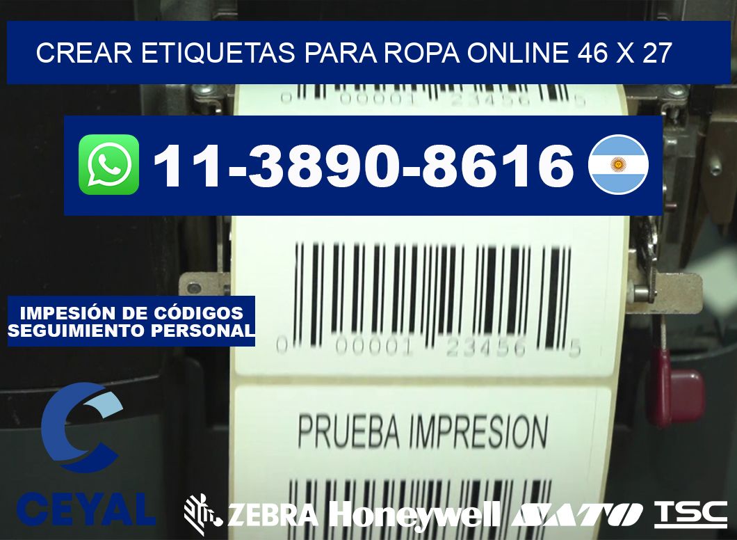 Crear etiquetas para ropa online 46 x 27