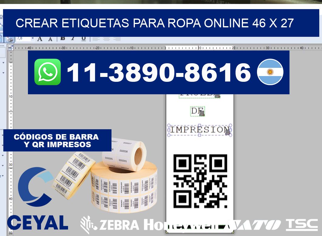 Crear etiquetas para ropa online 46 x 27