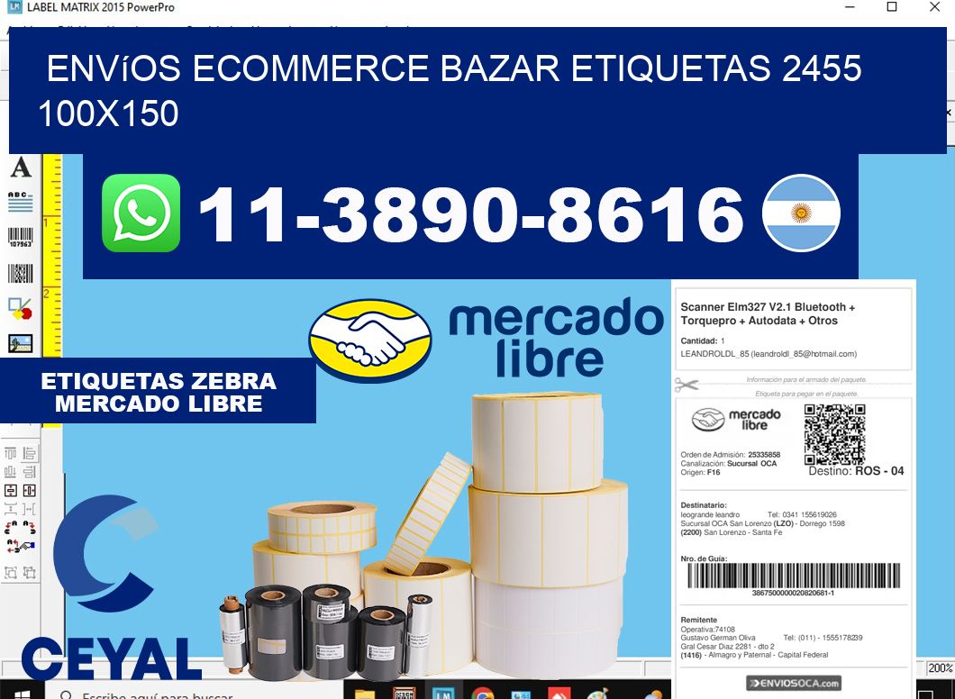 Envíos Ecommerce bazar etiquetas 2455 100x150