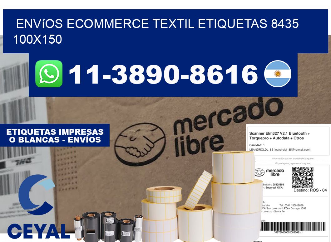 Envíos Ecommerce textil etiquetas 8435 100x150