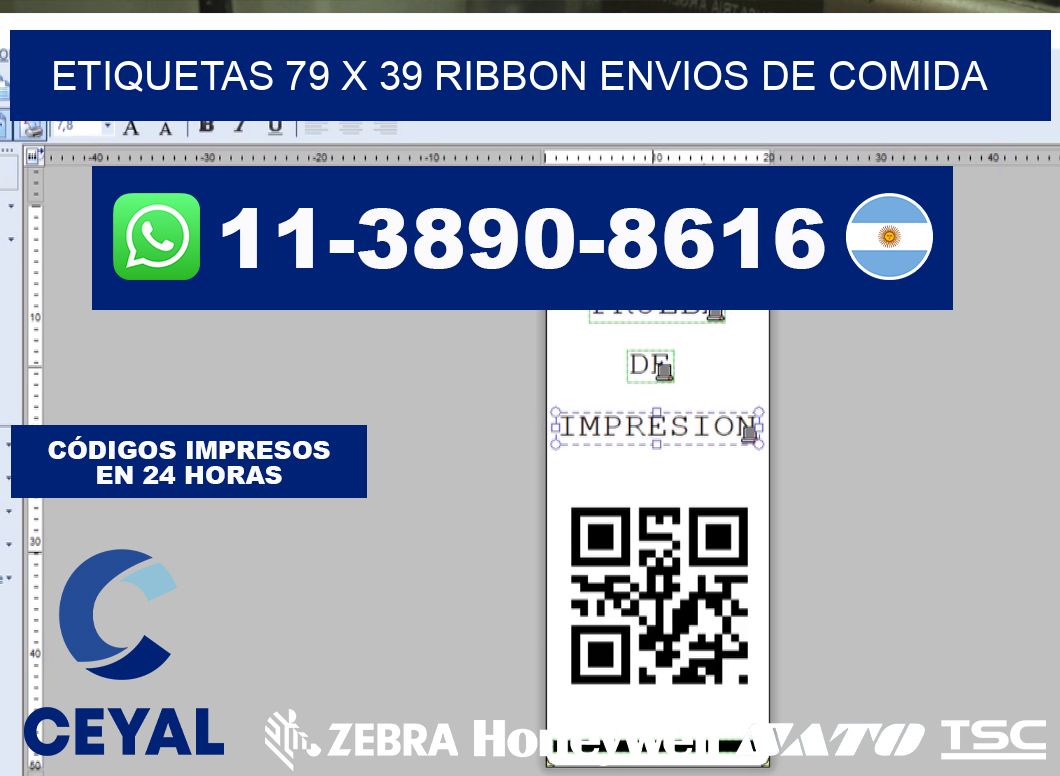 etiquetas 79 x 39 ribbon envios de comida
