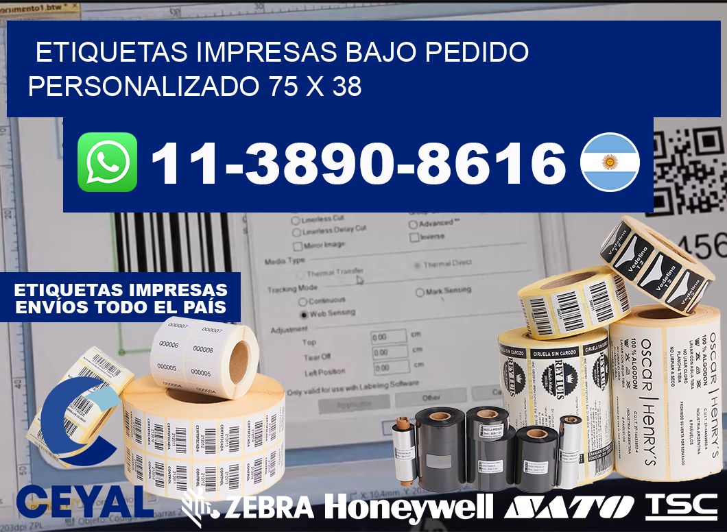 etiquetas impresas bajo pedido personalizado 75 x 38