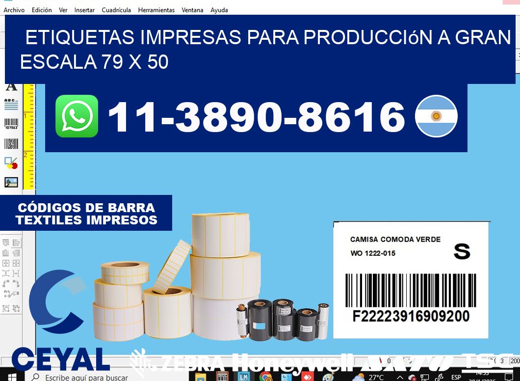 etiquetas impresas para producción a gran escala 79 x 50