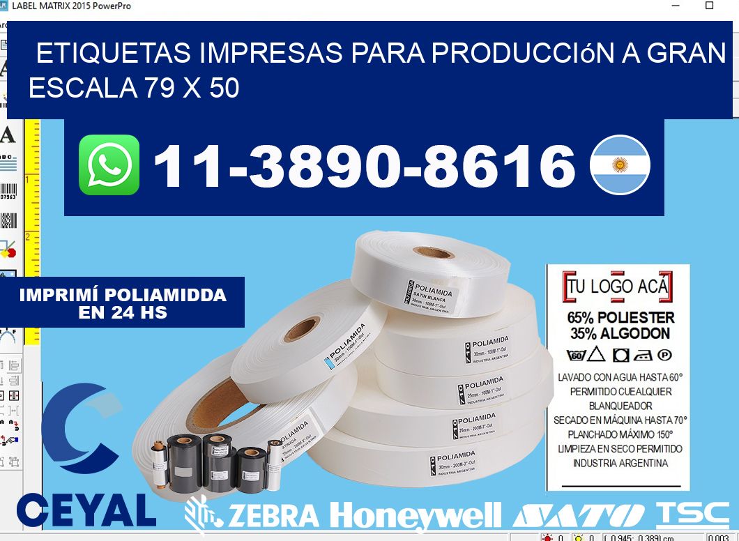 etiquetas impresas para producción a gran escala 79 x 50