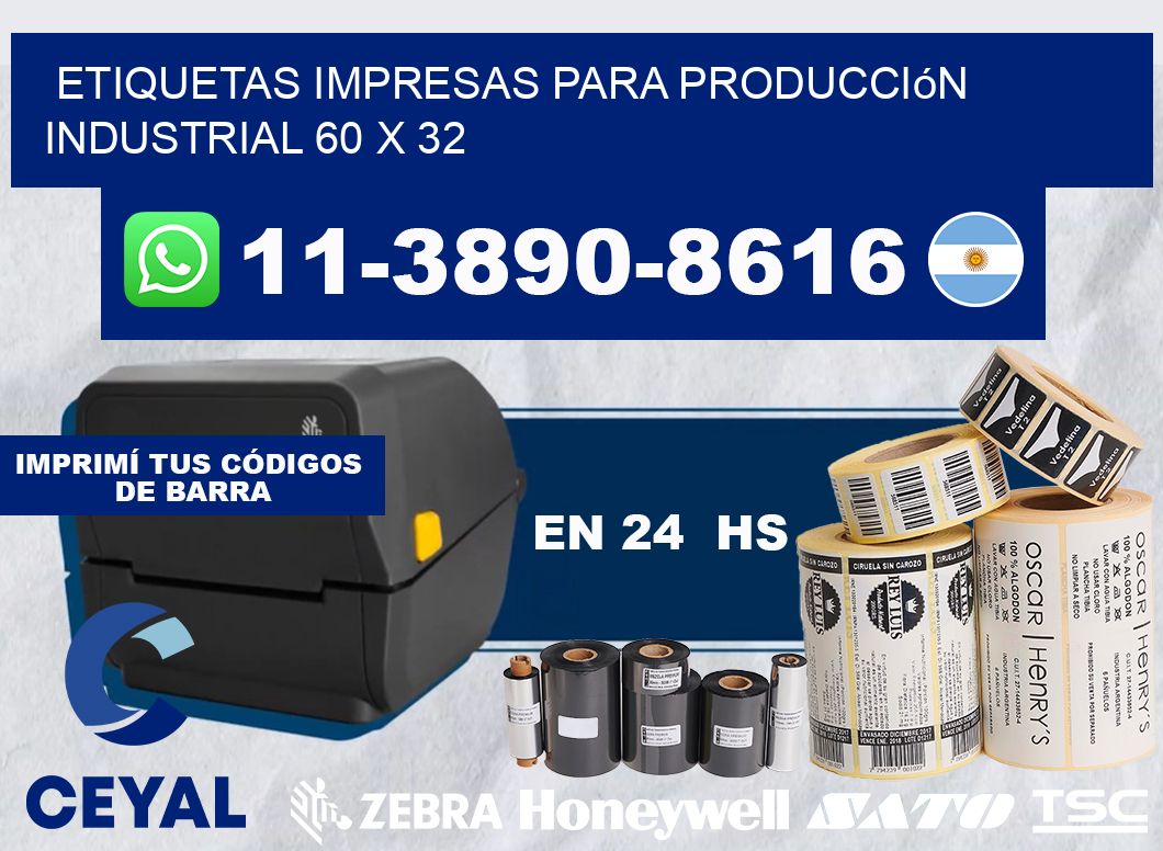 etiquetas impresas para producción industrial 60 x 32