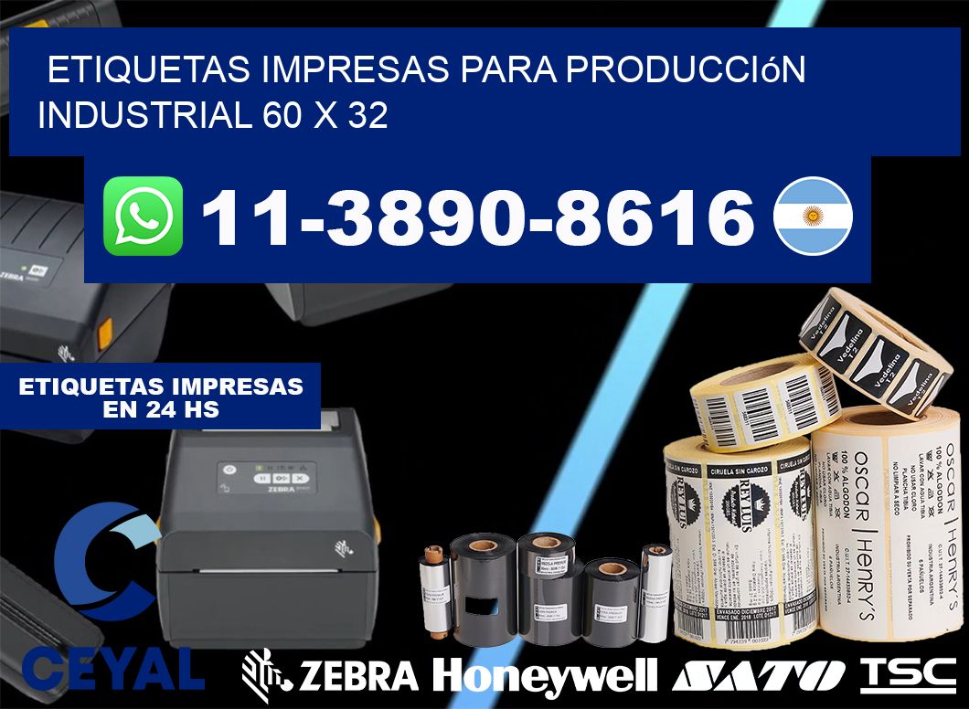 etiquetas impresas para producción industrial 60 x 32