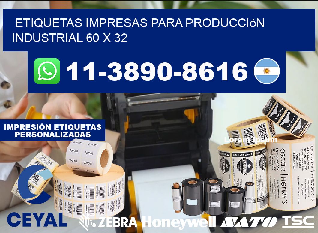 etiquetas impresas para producción industrial 60 x 32