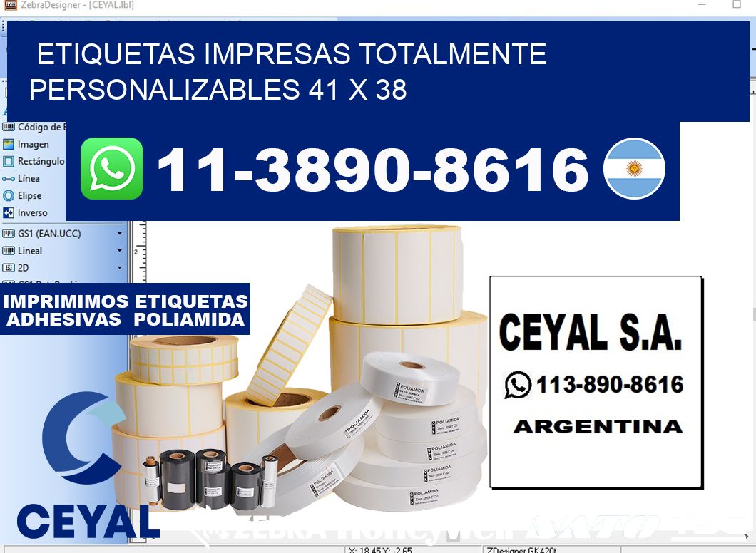 etiquetas impresas totalmente personalizables 41 x 38