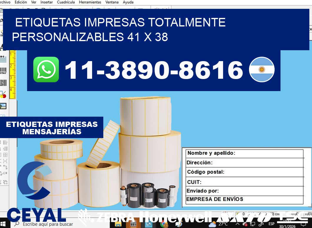 etiquetas impresas totalmente personalizables 41 x 38