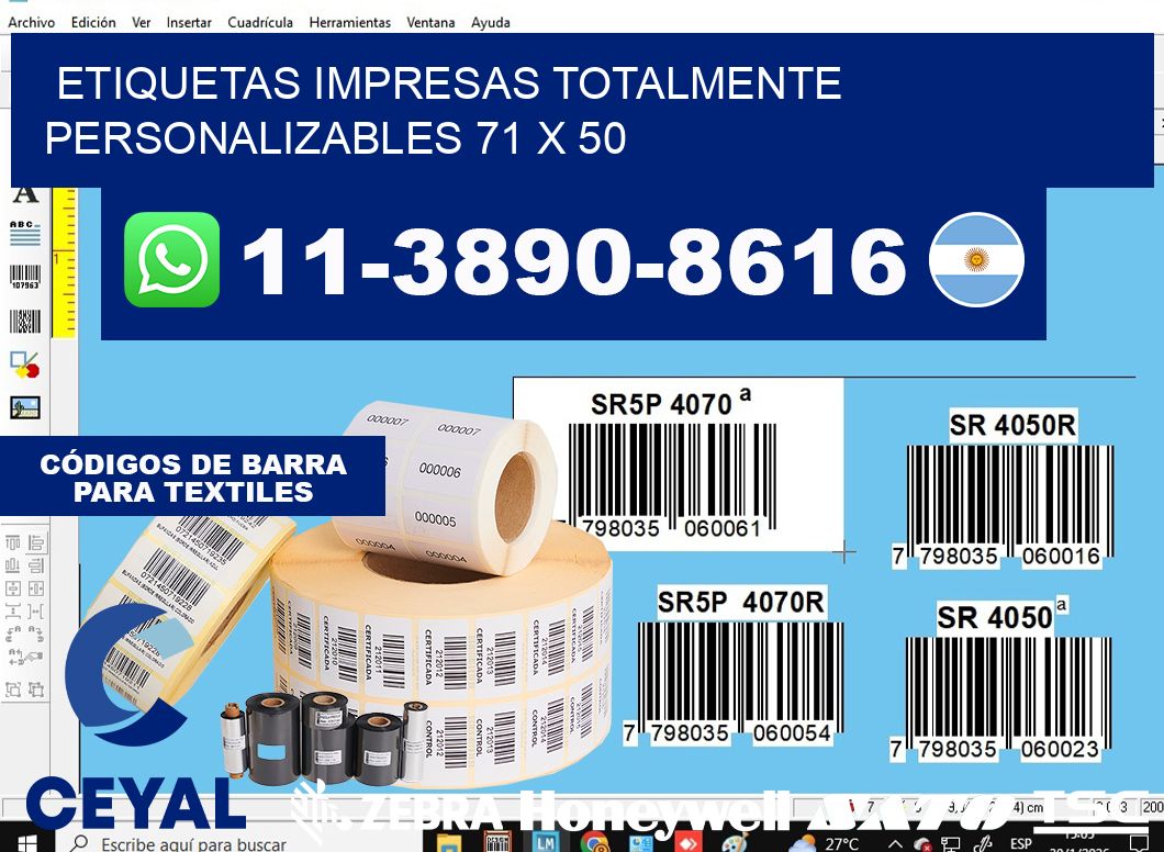 etiquetas impresas totalmente personalizables 71 x 50
