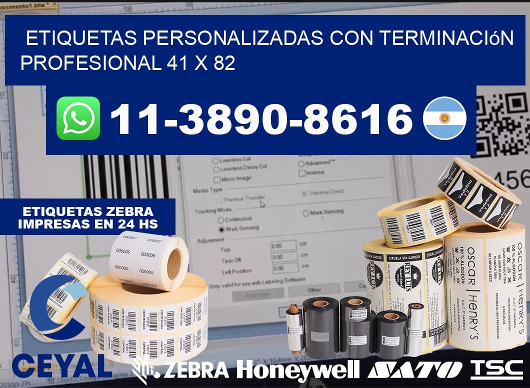 etiquetas personalizadas con terminación profesional 41 x 82