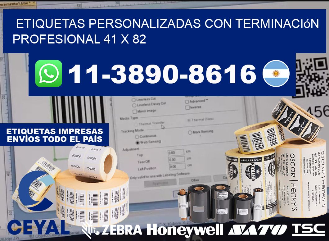 etiquetas personalizadas con terminación profesional 41 x 82