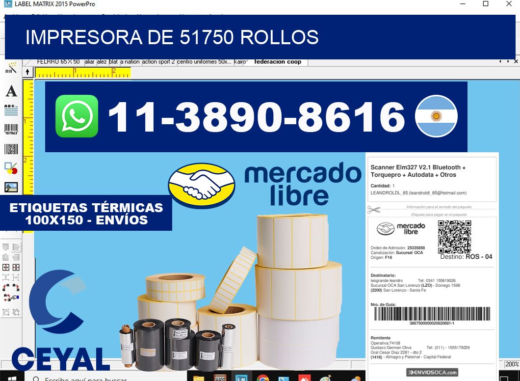 impresora de 51750 rollos
