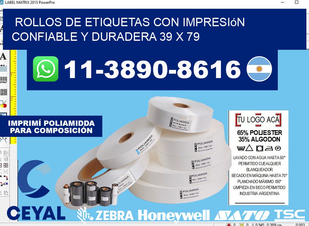 rollos de etiquetas con impresión confiable y duradera 39 x 79
