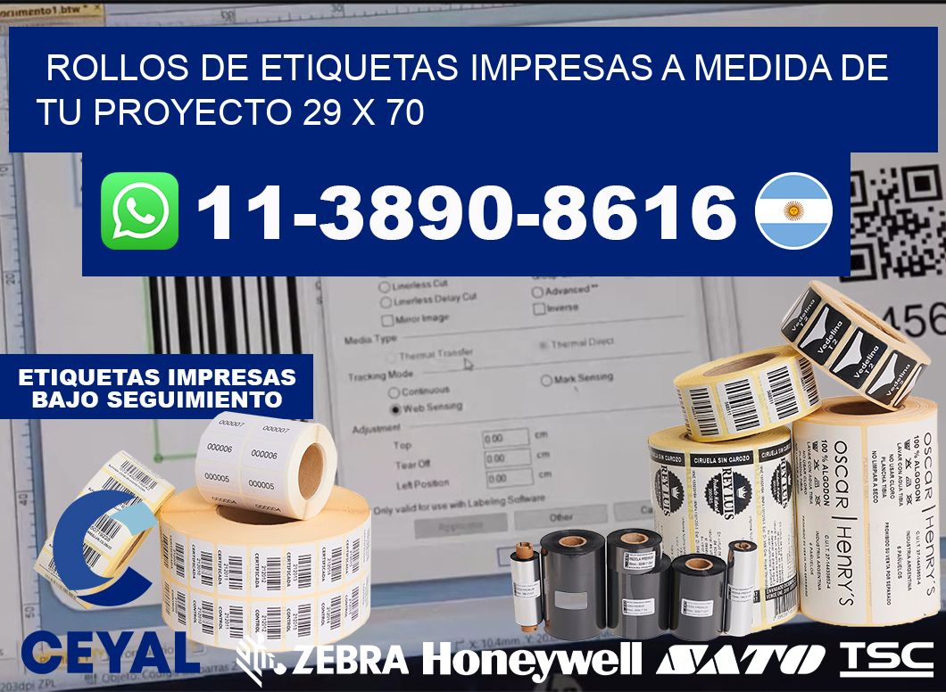 rollos de etiquetas impresas a medida de tu proyecto 29 x 70
