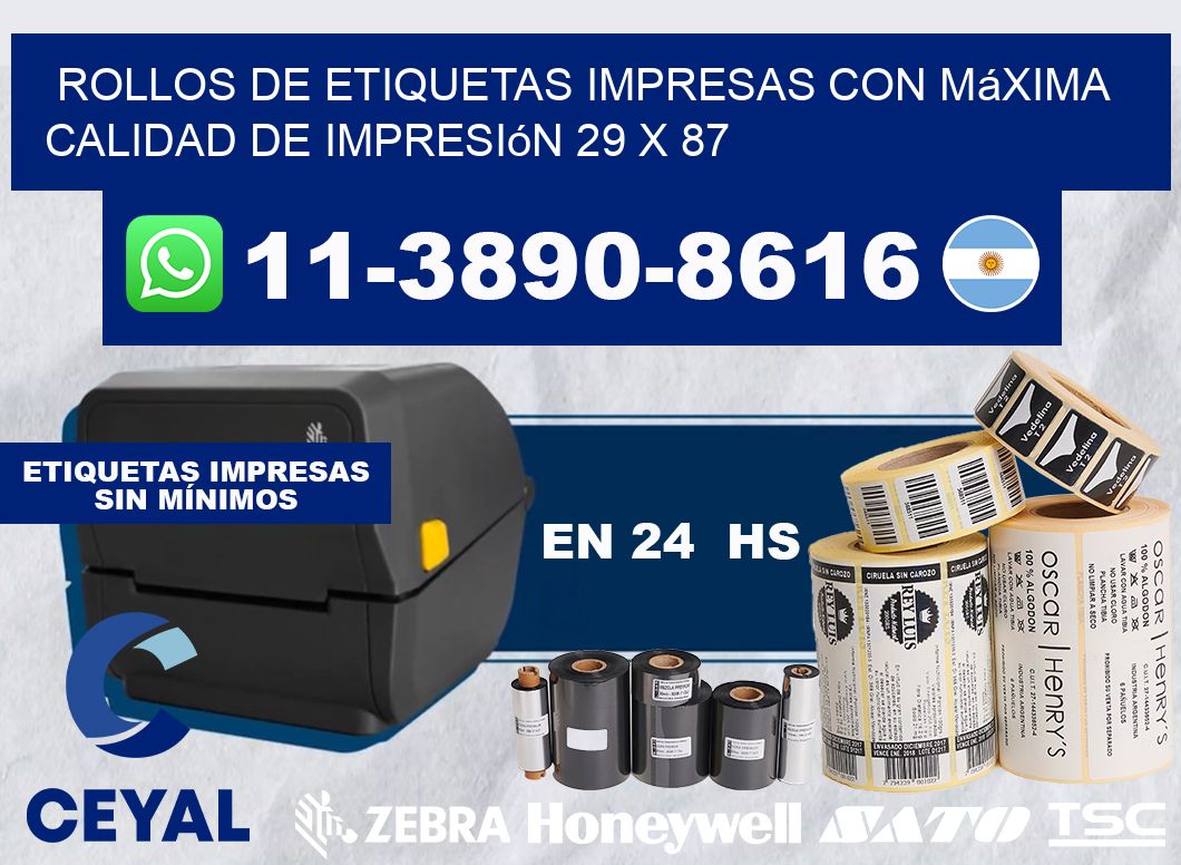 rollos de etiquetas impresas con máxima calidad de impresión 29 x 87
