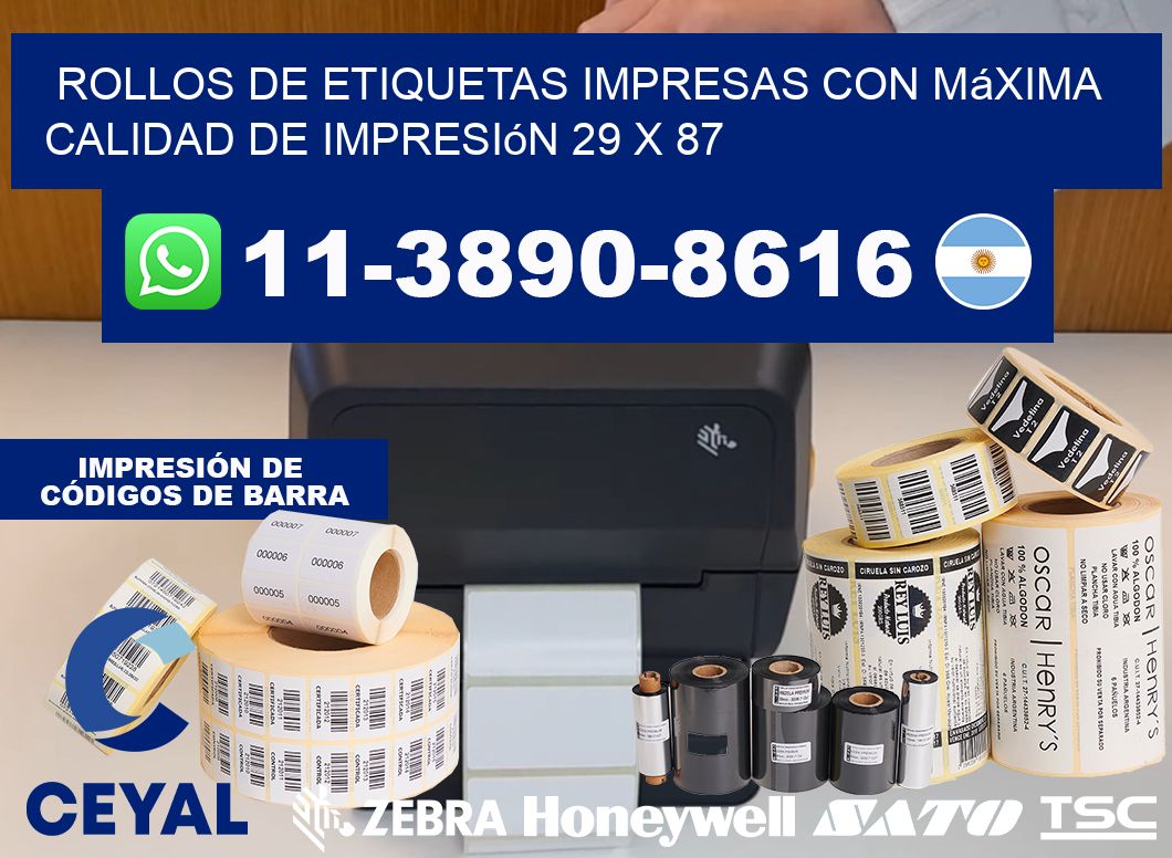 rollos de etiquetas impresas con máxima calidad de impresión 29 x 87