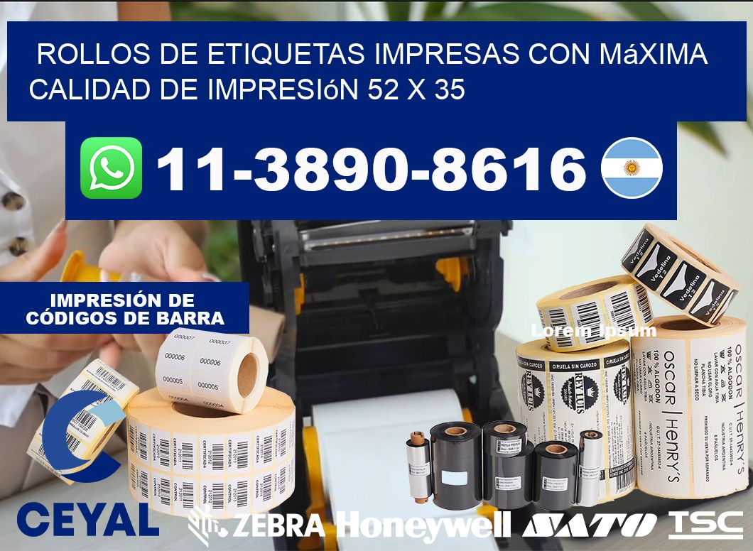 rollos de etiquetas impresas con máxima calidad de impresión 52 x 35